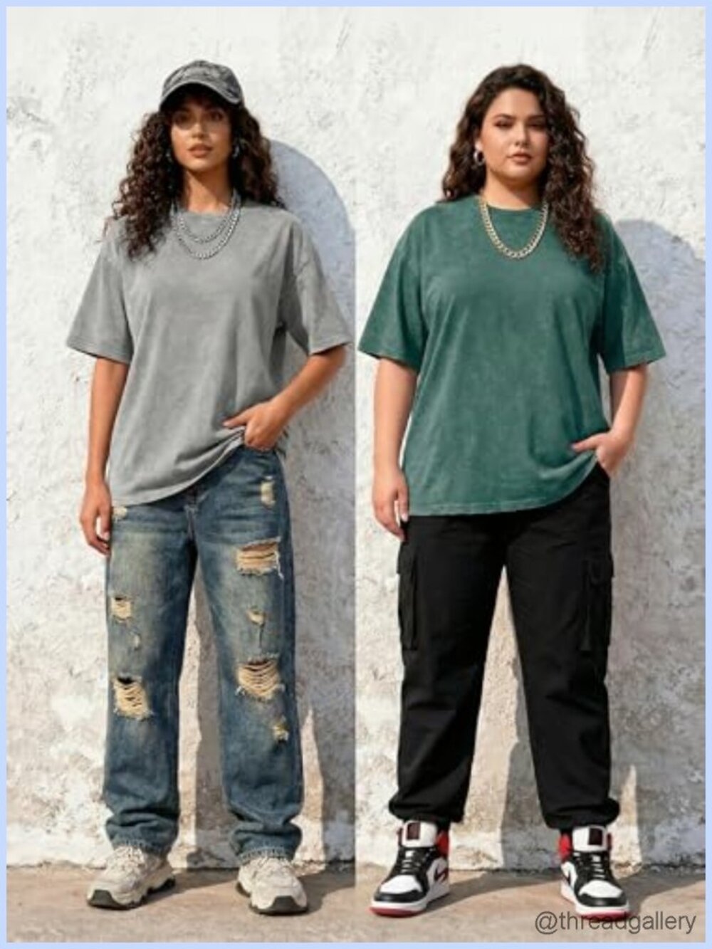 3 Pack Vintage Washed Oversized Cotton Tees Relaxed Crewneck T-Shirts - Picture 2 of 6